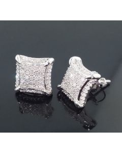 Real Diamond Earring Real Whtie Gold 0.3ct Kite Shaped Fancy design Screw Bk 10k