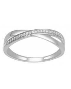 Criss Cross Wedding Band Ring 10K white gold 0.07ctw Diamond Infinity Ring