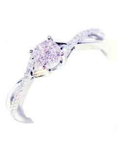 0.15ct Diamond Promise Ring 10K White Gold Engagement Gift ring