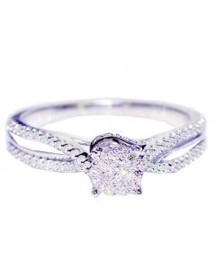 0.3ct Diamond Engagement Ring 10K White Gold 5mm Wide Split Shoulder Sides