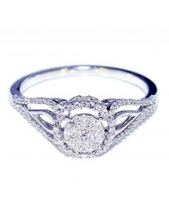 0.25ct Diamond Vintage Engagement Bridal Ring 8mm Wide 10K White Gold