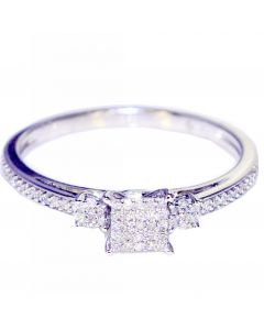 0.15ct Diamond Engagement Ring Promise Ring Princess Cut Style Pave Set 