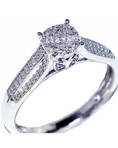 0.25ct Diamond Bridal Engagement Ring 10K White Gold 6mm Wide 