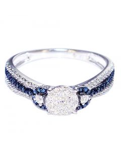 Blue Diamond White Diamond Engagement Ring 10K White Gold 0.25ct