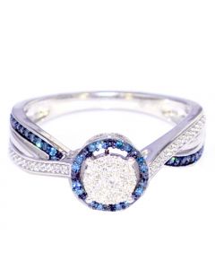 0.25ct Blue Diamond Engagement Ring With White diamonds 10K White gold