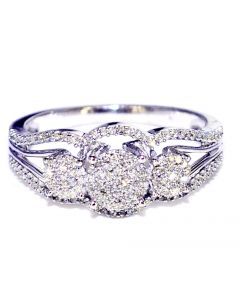 0.3ct Diamond Wedding Anniversary Ring Three Stone Style Cluster 9mm Wide