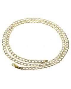 10K Gold Chain for Men Cuban Link Chain Laser Cut Style 4mm with Lobster Clasp 