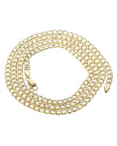 10K Cuban Link Chain Laser Cut Mens Gold Necklace 6mm Wide with Lobster Clasp