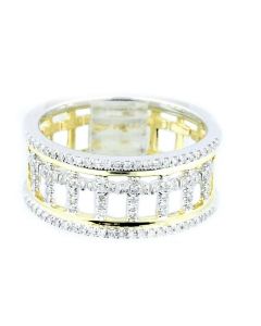 10K Gold Ring With Crosses 0.33ctw Diamonds 9mm Wide