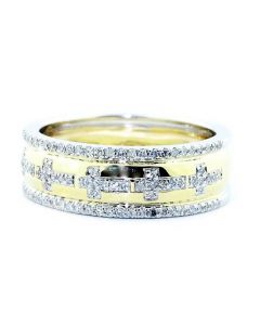 10K Gold Cross Ring 0.25ctw 7mm Wide Wedding Band Anniversary Ring