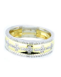 0.25ctw Diamond Ring With Cross 10K Gold 7.5mm Wide
