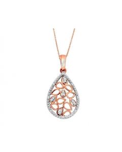 0.12ct Diamond Pendant and Necklace Set 10K Rose Gold 18 inch Necklace Honeycomb Collection