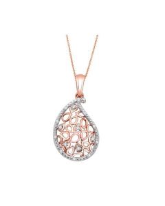 10K Rose Gold Pendant and Necklace Set 0.12ct Diamond 18 inch Necklace Honeycomb Collection