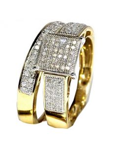 10K Yellow Gold Wedding Rings Set 0.4ctw Diamonds 2pc Set