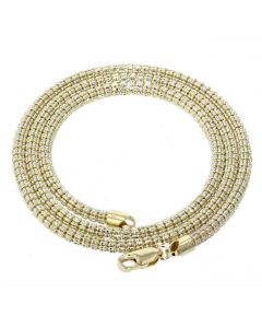 10K Gold Mens Necklace Laser Cut Style Fancy Rope Ice Chain 3.5mm 