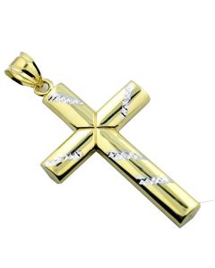 10K Gold Cross Pendant 30mm Tall Fits Upto 5mm Necklace 