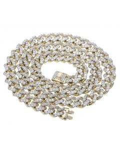 10K Miami Link Chain for Mens Iced Out with Cubic Zirconia Mens 11mm Wide Link Chain
