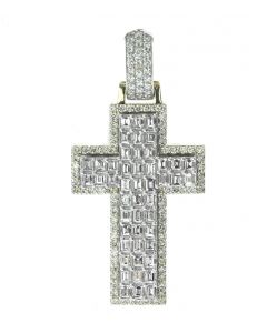10K Gold Cross Pendant 2.17ctw Diamond 