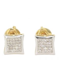 10K Yellow Gold Square Diamond Earrings 