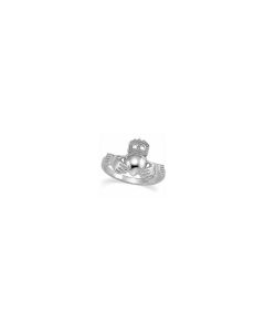 14kt White 12x14mm Ladies Claddagh Ring