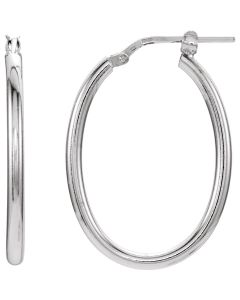 Sterling Silver 22x28mm Oval Tube Hoop Earrings