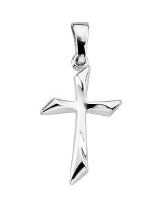 14kt White 18.5x13mm Cross Pendant