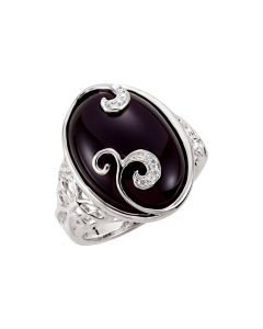 Genuine Onyx & Diamond Ring