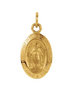 14kt Yellow 12x8mm Oval Miraculous Medal