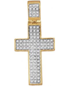 10kt Yellow Gold Mens Diamond Christian Cross Charm Pendant 1/4 Cttw 