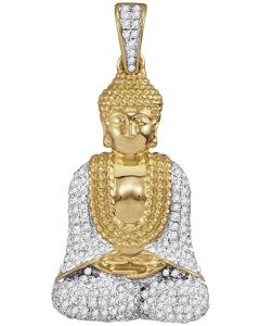 10kt Yellow Gold Mens Diamond Gautama Buddha Charm Pendant 1/2 Cttw 