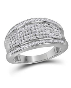 10K White Gold Wedding Band Ring 1/2ctw Mens or Womens Extra Wide 11mm Wide