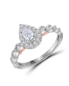 14K White Gold Pear Shaped Diamond Engagement Ring Tear Drop 3/4ctw Two Tone