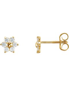 14kt Yellow Cubic Zirconia Cluster Earrings