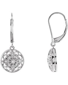 Sterling Silver 1/10 CTW Diamond Lever Back Earrings