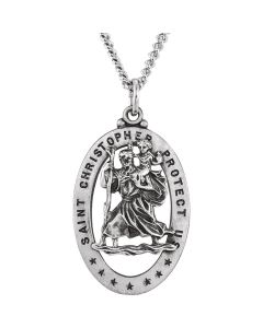 Sterling Silver 29x20mm Oval St. Christopher Medal 24