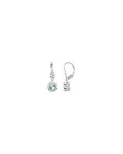 14kt White Aquamarine & .02 CTW Diamond Earrings