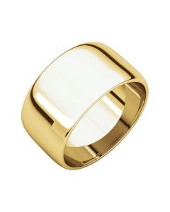 14kt Yellow 10mm Half Round Light Band
