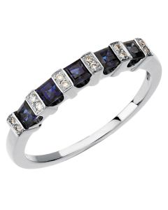 14kt White Sapphire & .05 CTW Diamond Anniversary Band 