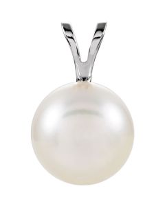 14kt White 8mm Akoya Cultured Pearl Pendant 