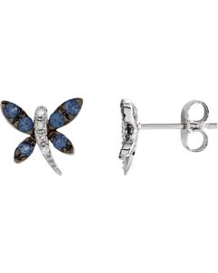 Blue Sapphire & Diamond Dragonfly Earrings