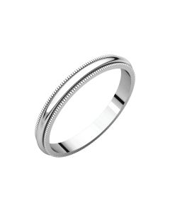 14kt White 2.5mm Milgrain Band