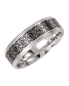 14kt White 7mm Comfort-Fit 7mm Enamel Band Size Size 6.5