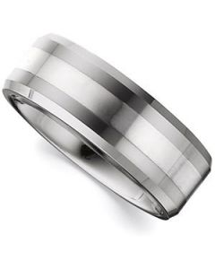 BEVELED BAND W/STER INLAY N\A  10.5 ONE PIECE