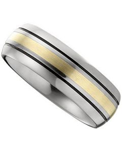 DOME BAND 14K GOLD INLAY N\A  8 ONE PIECE