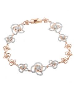 1.56ctw Diamond Bracelet for Women Flower Style Floral Desing Rose Gold-Tone Silver