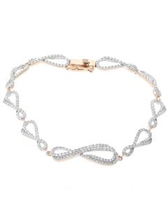 2ctw Diamond Ladies Tennis Bracelet Fancy Infinity Desing Rose Gold-Tone Silver