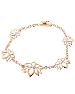 Lotus Leaf Diamond Bracelet Womens Link Style Tennis Bracelet Rose Gold-Tone 1/5ctw