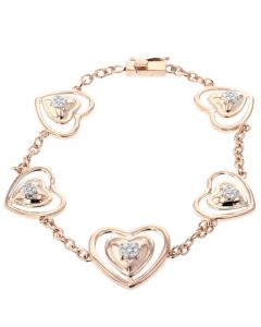 Diamond Bracelet for Her Heart Shaped ladies Tennis Bracelet Linked Hearts 1/4ctw Rose Gold-Tone Silver