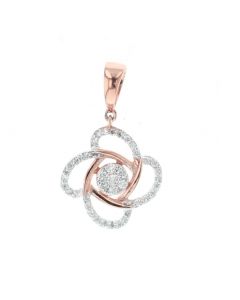 Diamond Pendant for Her Rose Gold-Tone Silver Flower Pendant Floral Design 0.31ctw