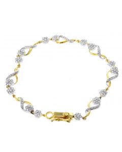 Diamond Ladies Bracelet Infinity Style Fancy Linked Womens Bracelet 1.50ctw Diamond Yellow Gold-Tone silver